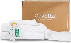 GOKOTTA King Sheets Set - FSC & Oeko-TEX Certified - 100% Rayon Derived from Bamboo - 430 High Thread Count Ultra Soft and Cooling,16'' Deep Pocket with Elastic Corner Straps - Pure White