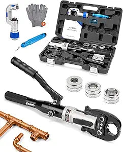 Hydraulic Copper pipe Crimping tool with 1/2 inch,3/4 inch and 1 inch Jaw Copper Pipe Propress Crimpers Pressing Pliers,Copper Tube Fittings pipe Crimpers for Narrow Space and Tee Fittings
