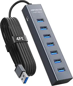 4FT 7-Port USB 3.0 Hub Multiport Adapter for Desktop, Laptop