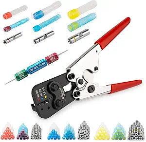 JRready ST2170 AS81824 Heat Shrinkable Crimp Splice Set with ACT-232 Crimp Tool (M22520/37-1 Equivalent) G411 Go-No Go Gauge 12# 16# 20# Butt Splice Connectors Includes PVDF/PE Heat Shrink Tubes
