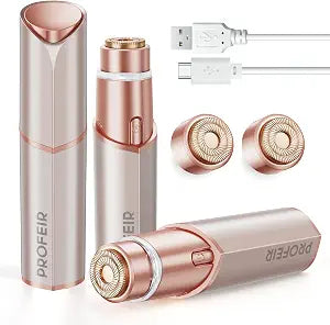 Facial Hair Removal for Women: Electric Hair Removal Device - Rechargeable Painless Face Razor for Chin Upper Lip Peach Fuzz with Light Gifts for Women(Rose Gold)