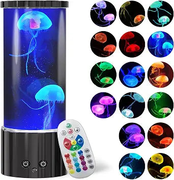 Jellyfish Lamp, LED Jellyfish Tank Table Lamp with Remote Control,17 Color Changing Dimmable Jellyfish Night Light for Home Decor & Christmas Birthday Gifts