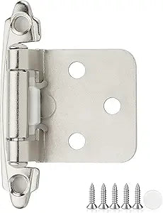 30 Pack 15 Pair Brushed Nickel Cabinet Hinges, 1/2" Overlay Kitchen Hinges