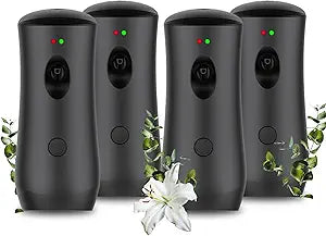 (4-Pack) Auto Air Freshener Spray Dispenser Free Stand or Wall Mounted Automatic Aerosol Aroma Machines are Widely Used in Hotels, Bedrooms, Airports, Bathrooms, Offices, Commercial Places (Black 001)