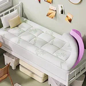 SINWEEK Bamboo Cooling 4 Inch Dual Layer Memory Foam Mattress Topper Twin XL with 2 Inch Gel Memory Foam & 2 Inch Pillow Top Mattress Pad for Pressure Relief, Rolled Separately for Faster Expansion