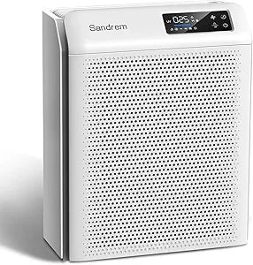 Sanderm Air Purifier for Home HEPA 13 Filter with Particle Sensor | 300 CADR, Room Dust Eliminator|4 Speeds & 24H Timer & Child Lock (Ganymade)