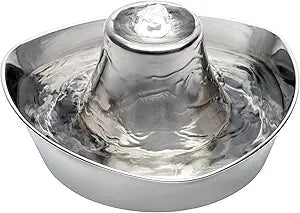 PetSafe Seaside Stainless Steel Cat & Dog Fountain, 60 Oz Water Capacity - 2 Water Filters & 1 Pump Included, Soothing Flow for Pets, Scratch-and Rust-Resistant Material - Quiet Motor