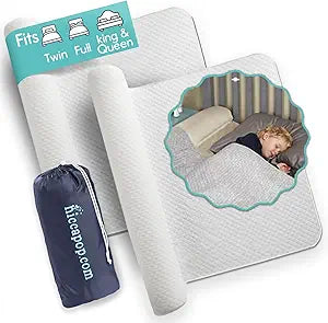 Hiccapop [2-Pack Inflatable Bed Rail for Toddlers | Portable, Blow-up Bed Bumper for King, Queen, Full, with Non-Slip Machine-Washable Cover | Travel Bed Rail for Hotel, Grandma's, Vacation