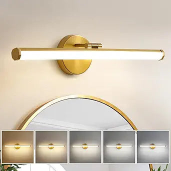 KAISITE Bathroom Light Fixture Over Mirror - Gold Vanity Light Fixture 15W 5CCT Angle Adjustable 22 Inch LED Dimmable Modern Vanity Light Bar for Bedroom Living Room Bathroom