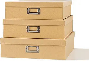 Soul & Lane Decorative Storage Boxes with Lids, Paper Storage Box Set for Keepsakes and Photos, Decorative Boxes for Home Decor, Stationery, Office Organizers, Just the Basics