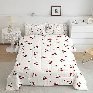 Feelyou Kids Red Cherry Bedding Set Twin Size for Boys Girls