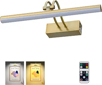 RAIFOOLLY Cordless Picture Light,5000mAh Wall Sconce,20" Art Light,Brass