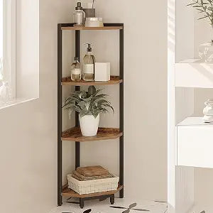 Hzuaneri Corner Shelf Stand 4-Tier Corner Bookshelf Storage Standing Shelf