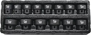 Astro Tools 78214 14pc 1/2" Drive 17-30mm Low Profile Nano Impact Socket Set - No Skips