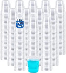 SIUQ 1500 Pack 3 oz Clear Plastic Cups, Disposable Bathroom Mouthwash Cups, Small Plastic Drinking Cup for Ice Tea, Tasting, Party, Picnic, BBQ, Travel and Event
