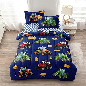 Tractor Cars Comforter Set Bed in a Bag for Boy, Microfiber Bedding