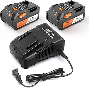 2 Packs 6Ah 18V Lithium Ion Battery R840087 Relpacement for Ridgid and 1 Pack Battery Charger Kit Compatible with Ridgid AEG