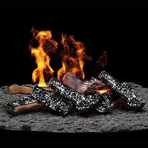 8 Pcs Ceramic Gas Fireplace Logs, Small Size Premium Heat-Resistant Wood Log Gas Realistic Logs for Indoor or Outdoor Fireplaces,Perfect for Holidays,Christmas Ambiance