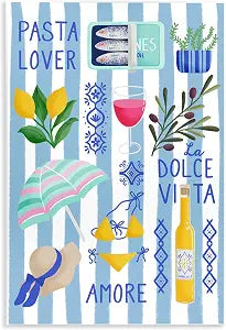 Mediterranean Pasta Lover, 13 x 19 Inch Mounted Print on Wall Plaque
