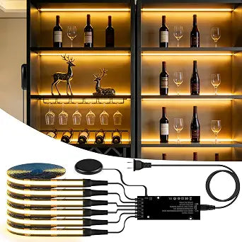 6-in-1 Under Cabinet Lighting Touch Dimmer Black COB Strip Light 3.3Ft
