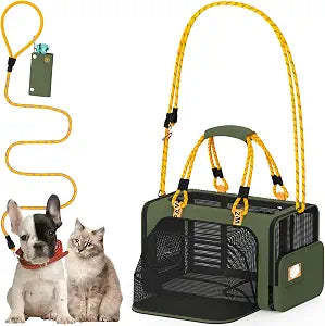 PAWZIDEA Expandable Pet Carrier Airline Approved, 18"11"11" Small Dog Carriers, Collapsible Top-Load Cat Carrier for 2 Cats Under Seat, Soft-Sided Puppy & Animal Travel Bag, ID Card, Up to 15lbs