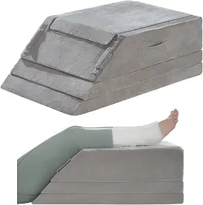 Wedge Pillow for Sleeping, Bed Wedge Pillow for After Surgery 4-Height Memory Foam Leg Elevation Pillow for Swelling Back Pain Relief Sciatica Knee Ankle Pain Bed Support Legs L 29"