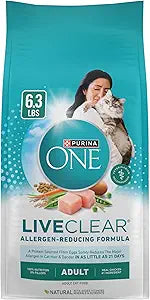 Purina ONE LiveClear Allergen-Reducing Cat Food Dry Formula with Real Chicken As The Number One Ingredient - 6.3 lb. Bag