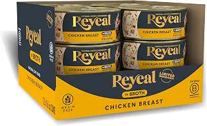 Reveal Chicken Breast Wet Cat Food in Broth 12-Pack, Protein, Limited Ingredient, Grain Free, Canned Cat Food, No Fillers, No Artificial Additives, No By-Products (12 x 5.5 oz Cans)