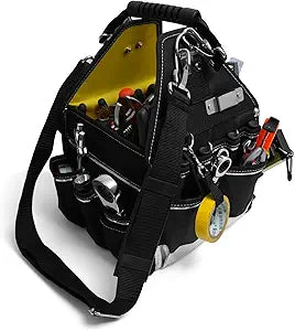 MARUTAI 10'' Small Tool Tote Bag, 43 Pockets Open Tool Bag, Tool Tote with Adjustable Straps and Waterproof, Tool Organizer Fits in All Cars/Trucks/Vans/Motorcycle
