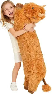 Highland Cow Stuffed Animal 33",Long Highland Cow Plush, Cattle Body Pillow Plushies Gifts for Kids and Adults