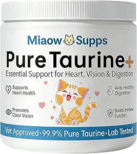 Taurine for Cats, Pure Taurine Supplement for Cats, Coat Health, Improve Eyesight, Increase Vitality, Enhance Heart Health, for All Cat Ages & Breeds, 200g