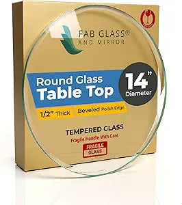14" Inch Round Glass Table Top 1/2" Thick Tempered Beveled Edge by Fab Glass and Mirror