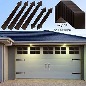 Ferraycle 38 Pcs Magnetic Garage Door Decoration Kit - 32 Faux Windows, 4 Faux Hinges, 2 Handles - Dark Brown (Square)