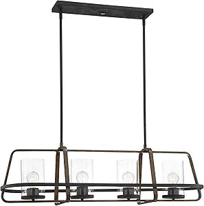 DESIGNERS FOUNTAIN Ryder 4-Light Island Chandelier, Forged Black, 93538-FB
