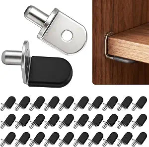 Shelf Support Pegs, 1/4 Inch L-Shaped Pins with Rubber Sleeve, 30 Pack