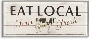 Rustic Eat Local Farm Fresh, 13 x 30 Inch Framed Gicle Print