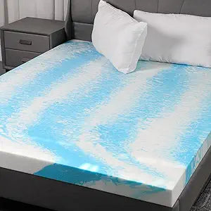 3 Inch Gel Memory Foam Mattress Topper Queen Size - Cooling Blue Foam Pad for Pressure Relief, CertiPUR-US Certified, Comfortable Bed Topper
