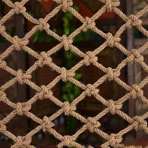 Safety Anti-Fall Fence Net for Children Pet Cat,Cargo Net,Playground Climbing Children Net Woven Rope Truck Trailer Netting Swing Treehouse Hammock Rope (Jute, 1Mx2M(3.3FTx6.5FT))