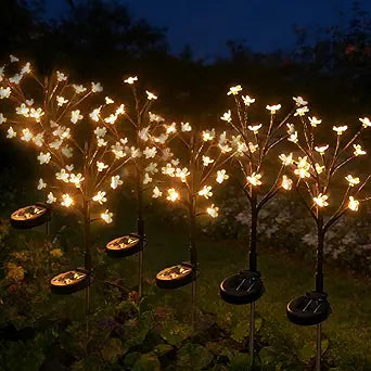 Solar Garden Lights Outdoor Decor, Waterproof Solar Flowers for Outside Yard Patio Lawn Pathway, Decorative Fairy Lights for Christmas Thanksgiving Decorations, Gardening Gifts for Women Warm