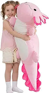 MaoGoLan 47" Giant Axolotl Stuffed Animal,Ultra Soft Salamander Kids Body Pillow Plush,4 Feet Jumbo Throw Pillow Plushie for Axolotl Lover,Home Decor,Gifts