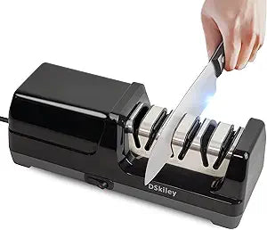 Electric Knife Sharpener for Kitchen  Professional 3-Stage 100% Diamond System with 20 Precision Angle, Fast Sharpening to Restore & Polish Chef Knives(Black)