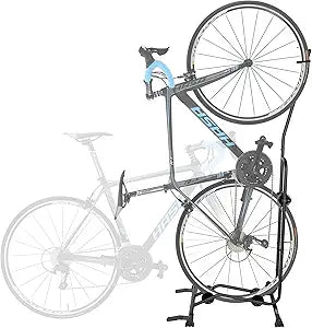 CyclingDeal Upright Bike Stand Floor - Vertical & Horizontal Bicycle Stand Bicycle Storage - Safe & Secure Bike Storage Rack - for Wheels Sizes up to 29" - Bike Rack Garage Bicycle Rack - Classic