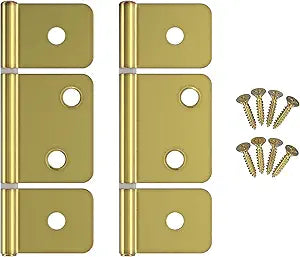 3-1/2" Brass 3-Leaf Flag Hinges - Pack of 20 - Non-Mortise Hinges for Bi-Fold, Shutter and Cabinet Doors in Mobile Homes, Campers, Trailers - Furniture Hardware - NH8-SB (10)