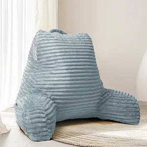 Hearth & Harbor Reading Pillow for Bed Adult  Back Pillow for Sitting in Bed, Standard Bed Pillows for Sitting Up in Bed, Foam Bed Chair Pillow, Stone Blue Bed Rest Pillow