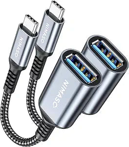 NIMASO USB C to USB 3.1 Adapter [2 Pack], USB C to USB A Adapter, USB Type-C to USB,Thunderbolt 3 to USB Adapter OTG Cable for iPhone 17/15/15 Pro/15 Pro Max, MacBook Pro/Air, Galaxy S20 and More