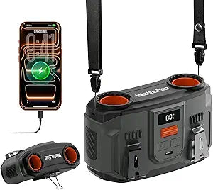 20000mAh Portable Waist Fan Rechargeable, Personal Cooling Fan Clip on Wearable Belt Shirt, 100-Speed Battery Operated & 20000RPM Dual Motors, Hands-Free Neck Fan for Outdoor Jobsite Travel