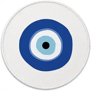 QIYUHOY Minimalist Blue Evil Eye Preppy Round Mouse Pad, 7.9x7.9 Inch