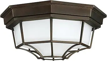 Capital Lighting 9800OB Urban/Industrial Frosted Glass Outdoor Flush Mount Ceiling Light, 2-Light 120 Total Watts, 6" H x 11" W, Old Bronze