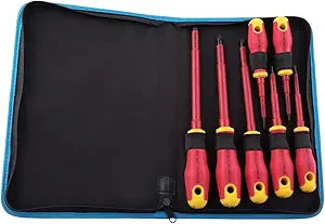 Jonard Tools TK-70INS 7 Piece Insulated Screwdriver Set with #1, #2, and #3 Phillips & Four Cabinet Slotted Insulated Screwdrivers