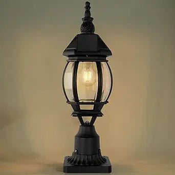 LUTEC Solar Post Light With Pier Mount Base, Dusk to Dawn Aluminium Lamp, Exterior Black Solar Powered Fence Waterproof for Outside